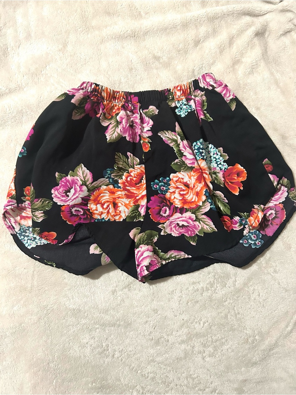 Ambiance Black Floral Lightweight Shorts